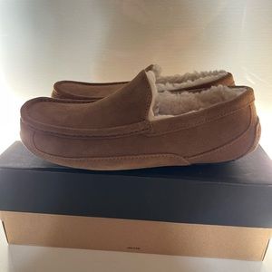 UGG Ascot Shoes Men's Suede Skeepskin Driver Slipper Chestnut Brown Size 8 EU41